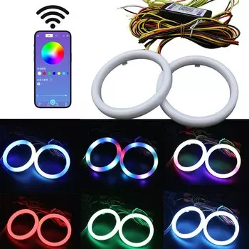 APP Control RGB LED Angel Eyes Contton Light 60 мм 70 мм 80 мм 90 мм Rgb Halo Ring DRL Светодиодные фары 12-24 В для мотоцикла автомобиля 4x4