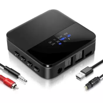 Aptx HD Bluetooth 5,0 передатчик, аудио адаптер для 2 наушников, с дисплеем, низкая задержка, поддерживает оптоволоконный кабель