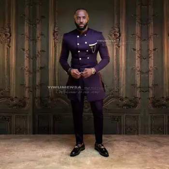 Арабские африканские мужские костюмы, приталенная одежда для жениха, свадебные смокинги, двубортный пиджак и брюки, новейший дизайн, мужской костюм из 2 предметов