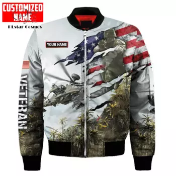 Армейское военное имя на заказ, военный Ветеран, солдат, камуфляжный Орел, новая мода, зимнее пальто, уличная одежда, ветровка с принтом 3DPrint, куртка-бомбер X1