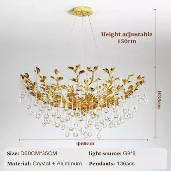 Artpad золотая хрустальная люстра