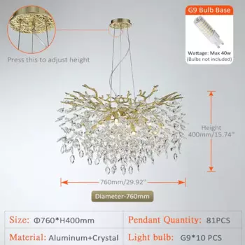 Artpad Золотая люстра из хрусталя