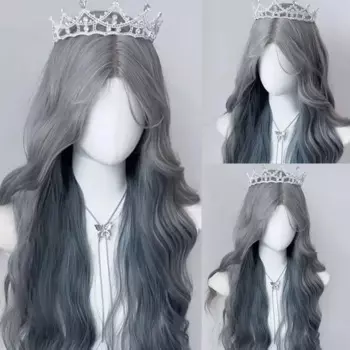 Ashely парики для женщин градиент синий серый кружевной передний длинные вьющиеся волосы натуральные имитация человеческих волос повязка на голову синтетический парик