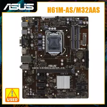ASUS H61M-AS/M32AAS/DP_MB Материнская плата LGA 1155 Слот DDR3 Intel H61 16 ГБ Поддержка корпуса Core i5 HDMI USB3.0 SATA3 PCI-E X16