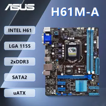 ASUS телефон с материнской платой LGA1155 поддерживает телефон с интерфейсом USB 3240, 3470 дюйма, 8 ГБ, 1333 МГц, Intel H61 чипсет USB 2,0, SATA2.