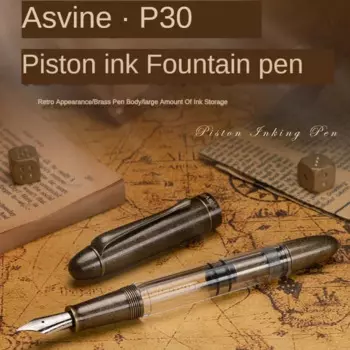 Asvine P30 Поршень Латунная перьевая ручка Форма торпеды Металлическое акриловое перо EF/F/M Винтажная ручка для письма в стиле ретро Школьные принадлежности Канцелярские принадлежности