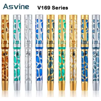 Asvine V169 перьевая ручка с вакуумным наполнением EF/F/M перо прозрачный акриловый скелет полые резные школьные канцелярские принадлежности