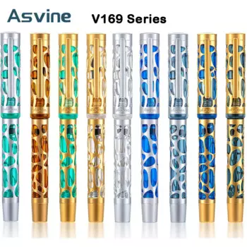 Asvine V169 перьевая ручка с вакуумным наполнением, скелет, полые резные прозрачные акриловые перо EF/F/M, школьные канцелярские принадлежности