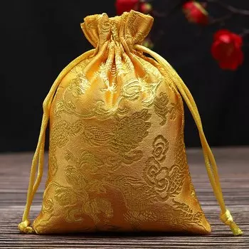 Атласная вышитая подарочная сумка