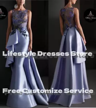 Атласное кружевное платье-русалка, без рукавов