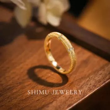 Атласное женское кольцо из серебра 925 пробы с широким и узким Цирконом