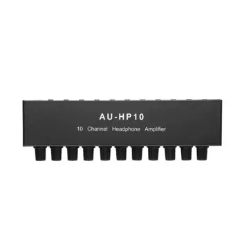 AU-HP10 10-канальный стерео усилитель для наушников, аудио 1 вход, 10-выход, предусилитель-управление, NJM4556A, DC12-24V