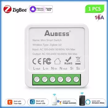 Aubess Мини-переключатель Zigbee 3.0 для Tuya Smart Life