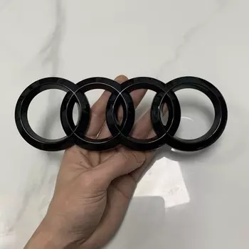 AUDI A3 2014-2024 4-кольцевой логотип ABS Черный Эмблема с прямым покрытием Автомобильный капот Передняя решетка Задний багажник Эмблема Значок Наклейка Sline ремонт