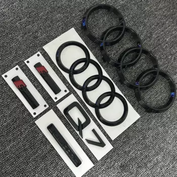 AUDI Q7 2016-2023 4 кольца логотип ABS черный капот автомобиля передняя решетка эмблема задний багажник значок наклейка Q7 Quarrto Sline значок