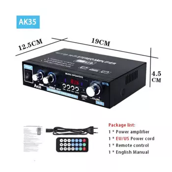 Аудиоусилители AK35 Class D с Bluetooth, 2-канальный Hi-Fi Цифровой усилитель для дома, автомобиля, караоке, усилитель, FM, USB, дистанционное управление
