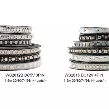 Aurboos RGB светодиодная лента WS2815/WS2812B 30/60/74/96/144 пикселей