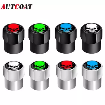 AUTCOAT 4 шт. колпачок штока клапана с черепом и уплотнительным резиновым кольцом, пылезащитный чехол, универсальный, подходит для автомобиля, велосипеда, грузовика, мотоцикла