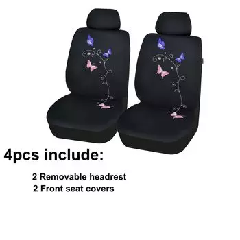 AUTO PLUS Универсальные чехлы на автомобильные сиденья с вышивкой-бабочкой, автомобильные аксессуары, Женский интерьер, подходит для большинства автомобилей, внедорожников, грузовиков, фургонов