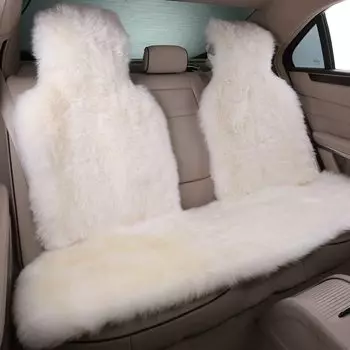 AUTOROWN Накидка на заднее сиденья из овчины Осень-зима Натуральный мех длинный ворс Универсальный размер Меховая накидки на сиденья Аксессуары в салон автомобиля Накидка 100% натуральная овчина