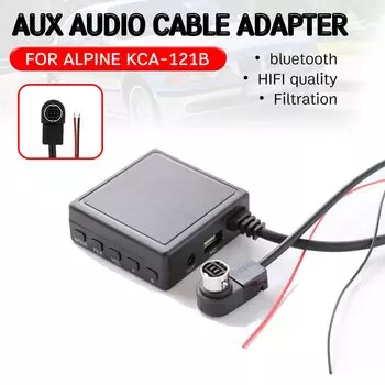 Aux-приемник Bluetooth для ALPINE KCA-121B, кабель с USB, Aux-адаптер громкой связи для микрофона для ALPINE 9887/105/117/9855/305S