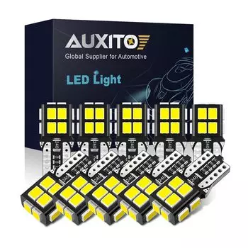AUXITO 10 шт. авто T10 светодиодные фонари 2835 SMD W5W светодиодная лампа Canbus без ошибок внутреннее освещение автомобиля автомобильная купольная лампа 6000K белый