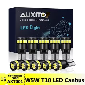 AUXITO 10 шт. Canbus W5W светодиодный T10 супер яркий белый 6000K 12 В постоянного тока лампа для автомобиля 194 168 лампа 3014SMD без ошибок