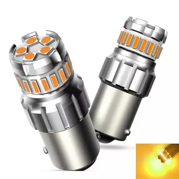 AUXITO 2 шт. Автомобильный светодиодный фонарь 1156 BA15S Светодиодный желтый, красный, белый, 12 В P21W 7506, светодиодная лампа DRL с автоматической остановкой тормоза, задний указатель поворота