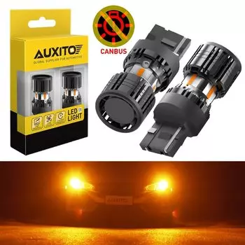 AUXITO 2 шт. без гипервспышки T20 7440 светодиодный Canbus W21W WY21W 7440NA светодиодный светильник указателя поворота лампы без ошибок с вентилятором автомобильная лампа янтарная