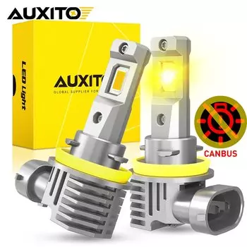 AUXITO 2 шт. CANBUS H8 H11 Светодиодный противотуманные лампочки H9 H16JP 9005 HB3 9006 HB4 3000K желтая лампа для дневных ходовых огней
