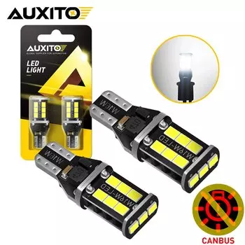 AUXITO 2 шт. Canbus T15 W16W Светодиодные лампы заднего хода Высокая мощность без ошибок 912 921 T16 902 Автомобильные лампы заднего хода 6500K Белый