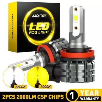 AUXITO 2 шт. H8 H11 Светодиодный Canbus 9006 HB4 светодиодный Противотуманные фары лампа CSP 2000LM 6500k белый 3000k Золотой Желтый Автомобильные дневные ходовые огни