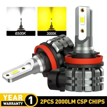 AUXITO 2x H8 H11 H16JP светодиодный Canbus 9006 HB4 9005 HB3 светодиодный противотуманные светильник дневные ходовые светильник DRL 6500 к белый 3000 К золотой желтый 12В