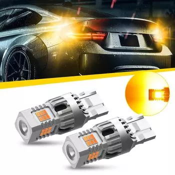 AUXITO 2X T20 W21W 7440 7440NA WY21W Светодиодный указатель поворота Canbus Янтарный без гиперфлэш-без ошибок Автомобильный индикаторный светильник 12 В