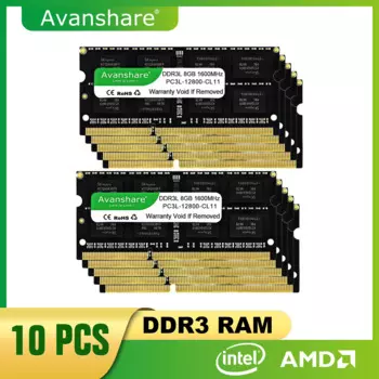 Avanshare 10 шт. Оперативная память для ноутбука DDR3 DDR3L 8 ГБ 4 ГБ 1600 МГц 1333 МГц SODIMM 1,35 В 1,5 В PC3/PC3L-12800S PC3-10600S Non-ECC
