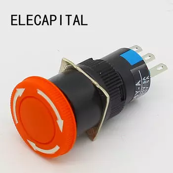 Аварийный стоп-сигнал для гриба 16 мм, переключатель e-stop, 3 контакта, NO + NC