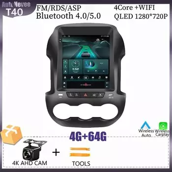 Авто радио 9,7 дюйма, Android 14 для Ford Ranger F250 2011-2015, мультимедийный плеер, стерео GPS-навигация, головное устройство Carplay 2 Din DVD BT