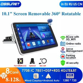 Автомагнитола 1 Din, 4G, 10,1 дюйма, мультимедийный проигрыватель, GPS-навигация