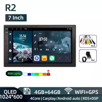 Автомагнитола 2 din 7/9/10 дюймов, мультимедийный плеер на Android, с GPS, 4, 8 ядерным процессором, 4 Гб ОЗУ, 64 Гб ПЗУ, типоразмер 2 din
