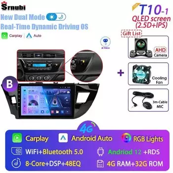 Автомагнитола 2 Din, Android 12, для Toyota Corolla Ralink 2014-2016, мультимедийный видеоплеер, навигация, MP5, стерео, Carplay, головное устройство