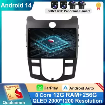2 Din Android 14 автомобильный радиоприемник мультимедийный видеоплеер навигация GPS для Kia forte Cerato 2 TD 2008-2013 4G Carplay головное устройство