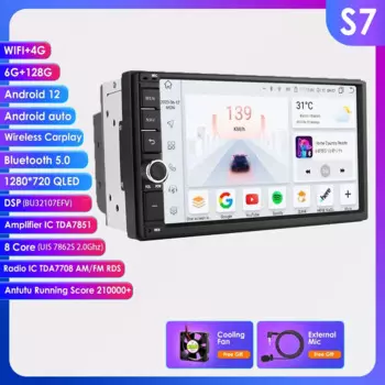 Автомагнитола 2 Din, Android, универсальная стерео мультимедийная Автомагнитола для Carplay, видеоплеер, USB, DSP, GPS, 7-дюймовый автомобильный аудиоэкран, Wi-Fi