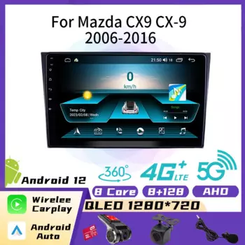 Автомагнитола 2 Din для Mazda CX9 CX-9 2006-2016, автомобильное радио, стерео, Wi-Fi, Carplay, GPS-навигация, мультимедийный видеоплеер, головное устройство