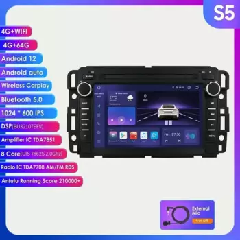 Автомагнитола 2 Din IPS, мультимедийный проигрыватель для GMC Yukon Chevrolet Chevy Tahoe Suburban Sierra надлежащего качества, Android 12 GPS Navi BT RDS DSP