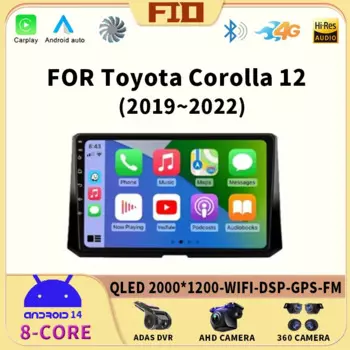 Автомагнитола 2 Din, мультимедийный видеоплеер на Android 14 для Toyota Corolla 12 2019-2022, Автомагнитола для Carplay, стерео, 4G, Wi-Fi, GPS