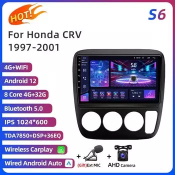 Автомагнитола 2 Din, стерео, Android авто для Honda CRV CR-V 1995 1996 1997 1998 1999 2000 2001, мультимедийный видеоплеер с GPS, головное устройство
