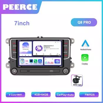 Автомагнитола 2DIN, 6 + 128 ГБ, Android, для Volkswagen Golf 5 6 Passat B6 B7 CC VW Jetta, Беспроводная мультимедийная навигация Carplay, GPS, Wi-Fi