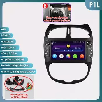 Автомагнитола 2din Android 13 для PEUGEOT 206 206CC 206SW 2000-2008, автомобильный мультимедийный видеоплеер, навигация GPS, Авторадио Carplay 4G