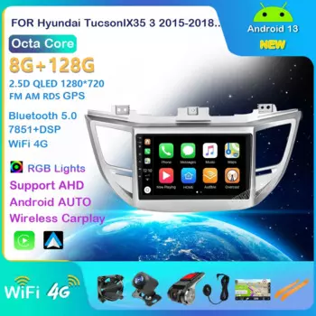 Автомагнитола 2din Android 13, мультимедийный видеоплеер, навигация GPS для Hyundai Tucson/IX35 3 2015-2018, головное устройство Carplay