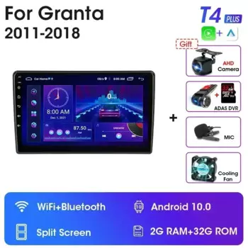 Автомагнитола 2DIN, мультимедийный видеоплеер 9 дюймов для LADA Granta Sport 2011-2018, поддержка 4G, Android 11, Автомобильный плеер Carplay, GPS, Wi-Fi